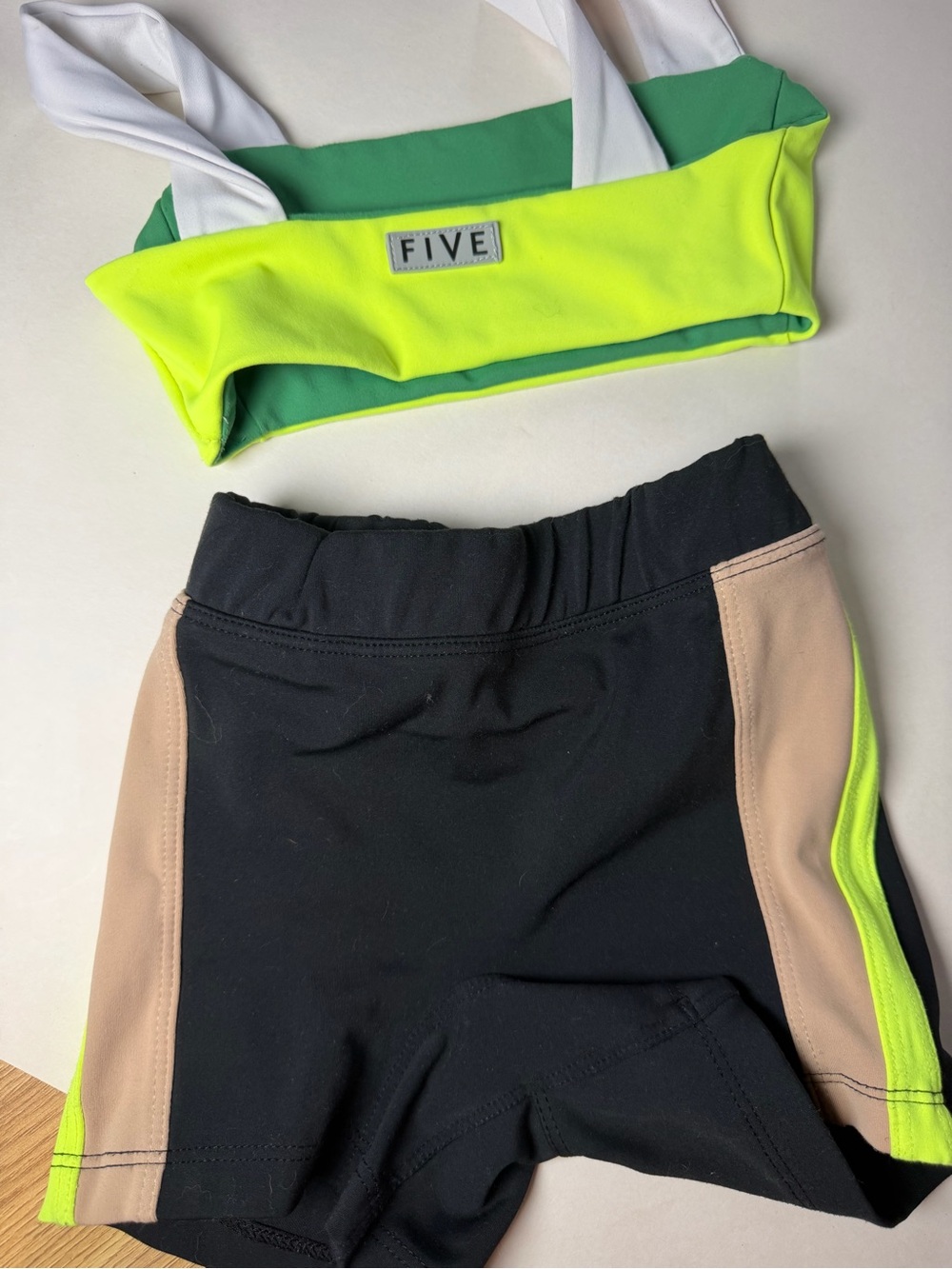 FIVE Kids' Black & Neon Green Athletic Shorts